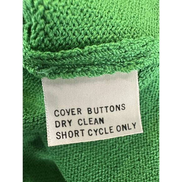 *Flawed St. John Collection Santana Knit Green Cardigan Sweater Gold Blk Size 10 - Picture 12 of 15